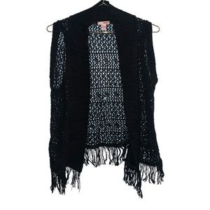 5 for 20 Bongo black knit boho fringe sweater vest